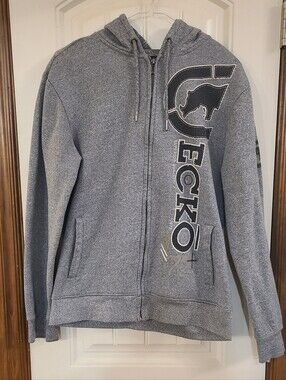 Ecko Unlimited Gray Full-Zip Hoodie with Red Size Tag Size M